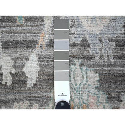2'8"X7'9" Scorpion Gray Hand Knotted Angora Oushak Runner Oriental Rug