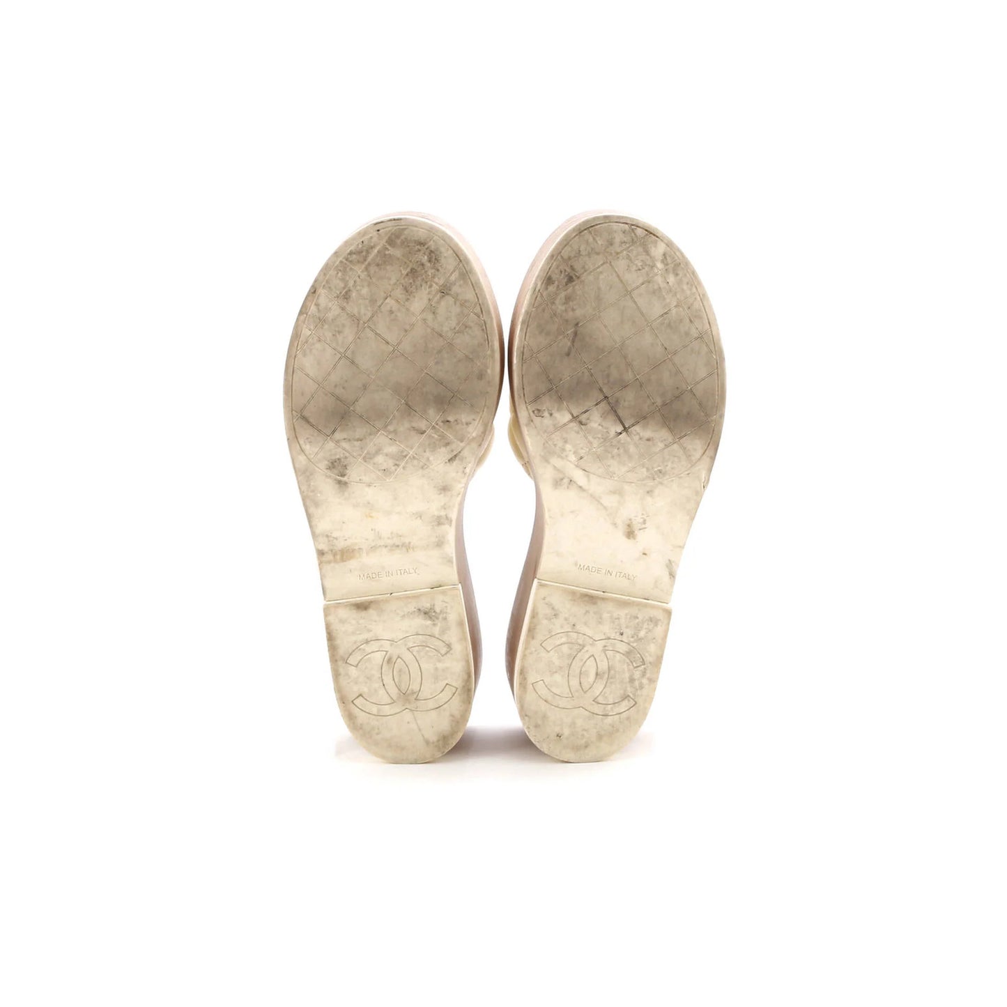 Chanel Women'S Open Toe Platform Sandals Quilted Leather And Wood