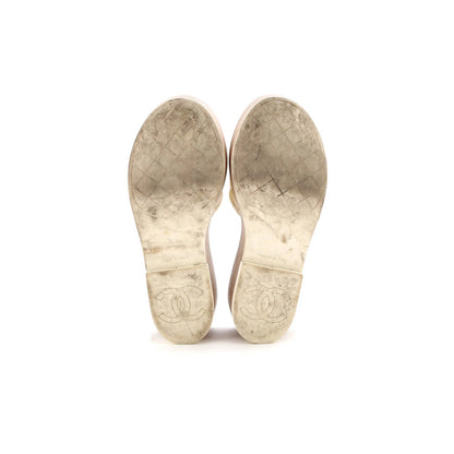 Chanel Women'S Open Toe Platform Sandals Quilted Leather And Wood