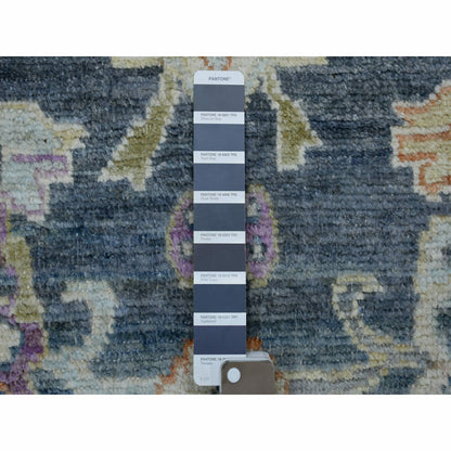 3'3"X10' Hand Knotted Charcoal Black Angora Oushak Wool Wide Runner Rug