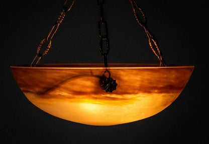 Gv Croismare Signed Chandelier Gilt Bronze Art Glass French Art Deco Excellent