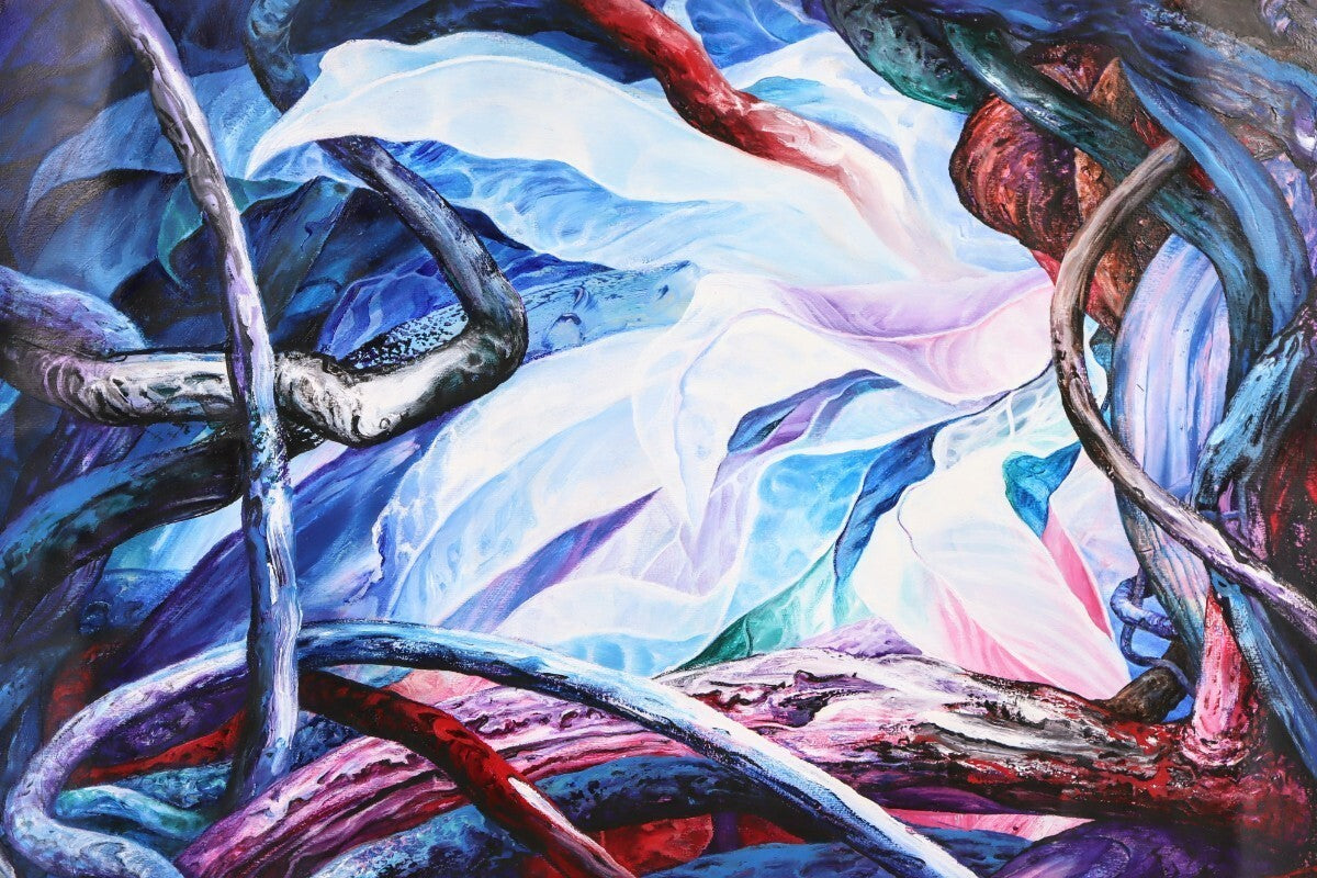 Alberto Jorge Carol 1990 Original Acrylic Painting "Tropico No.190 Roce" Signed