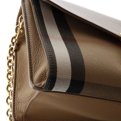 Burberry Macken Crossbody Bag Leather And House Check Canvas Small