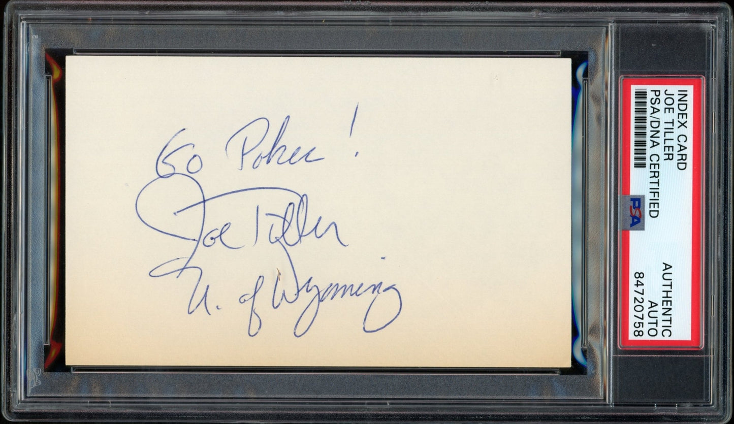 Joe Tiller Chof Autographed Index Card Wyoming Psa/Dna