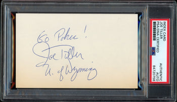 Joe Tiller Chof Autographed Index Card Wyoming Psa/Dna