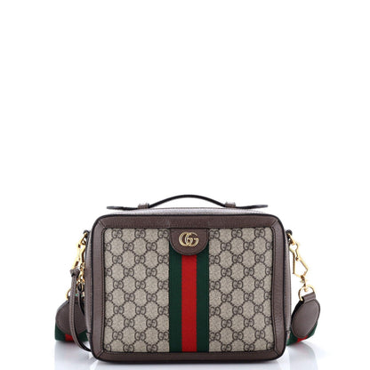 Gucci Ophidia Zip Around Camera Bag Gg Coated Canvas Small