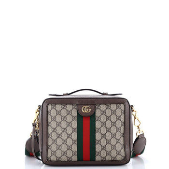 Gucci Ophidia Zip Around Camera Bag Gg Coated Canvas Small