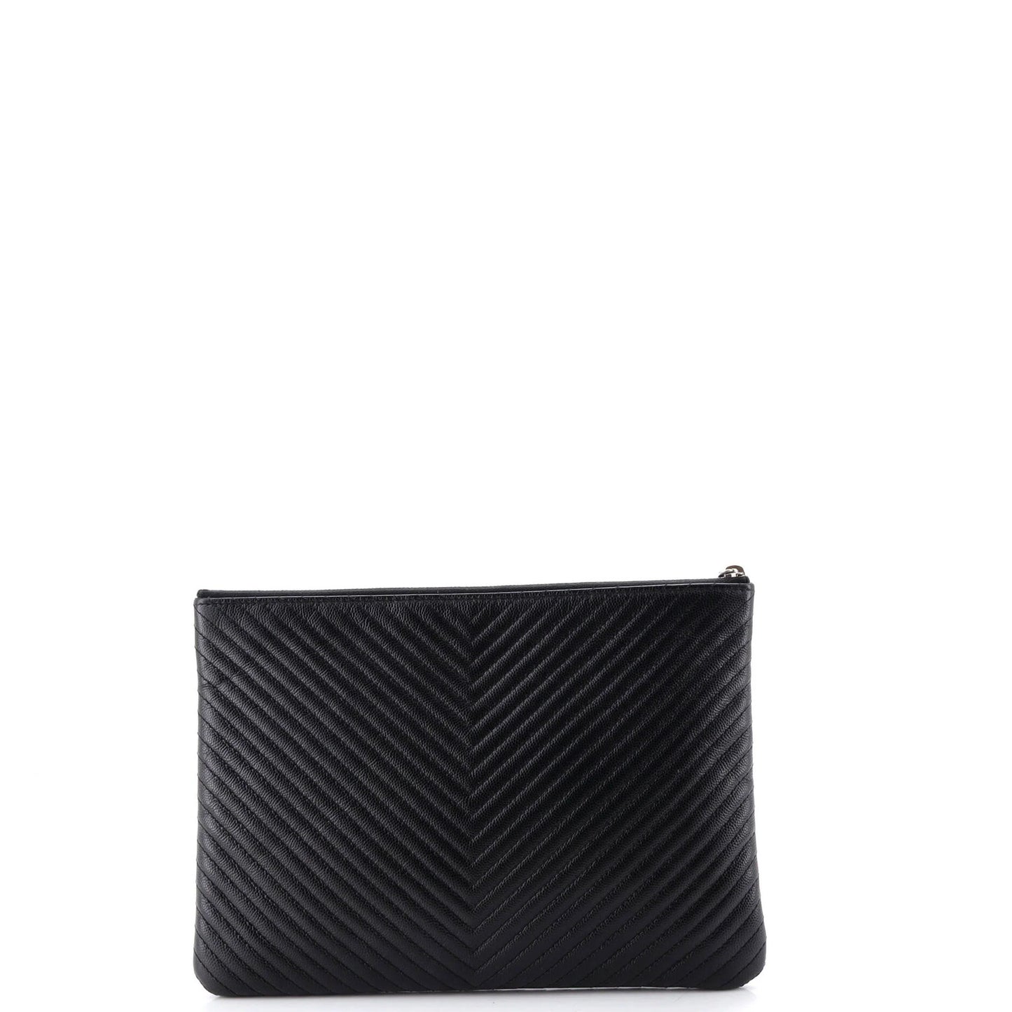 Chanel O Case Clutch Chevron Caviar Medium