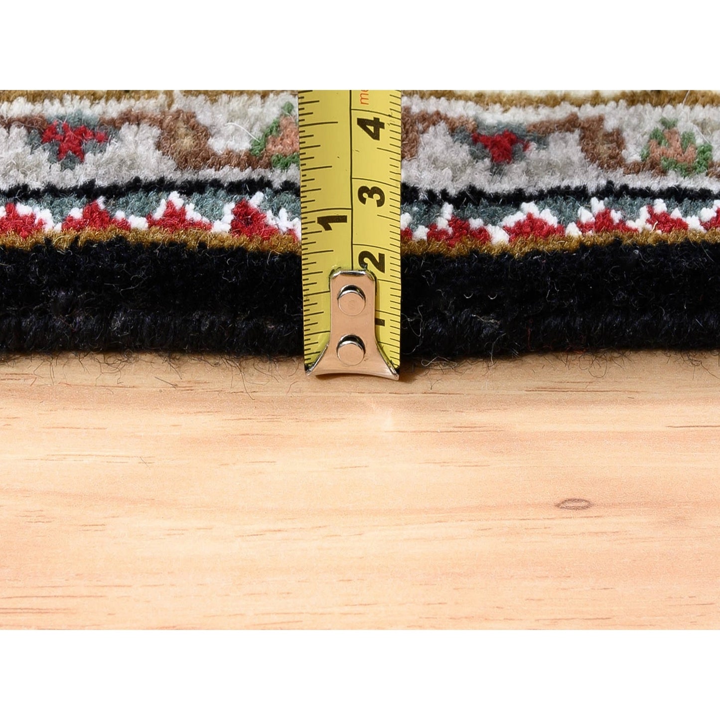 3'2"X5'6" Black Wool And Silk Fish Design Tebraz Mahi Hand Knotted Rug