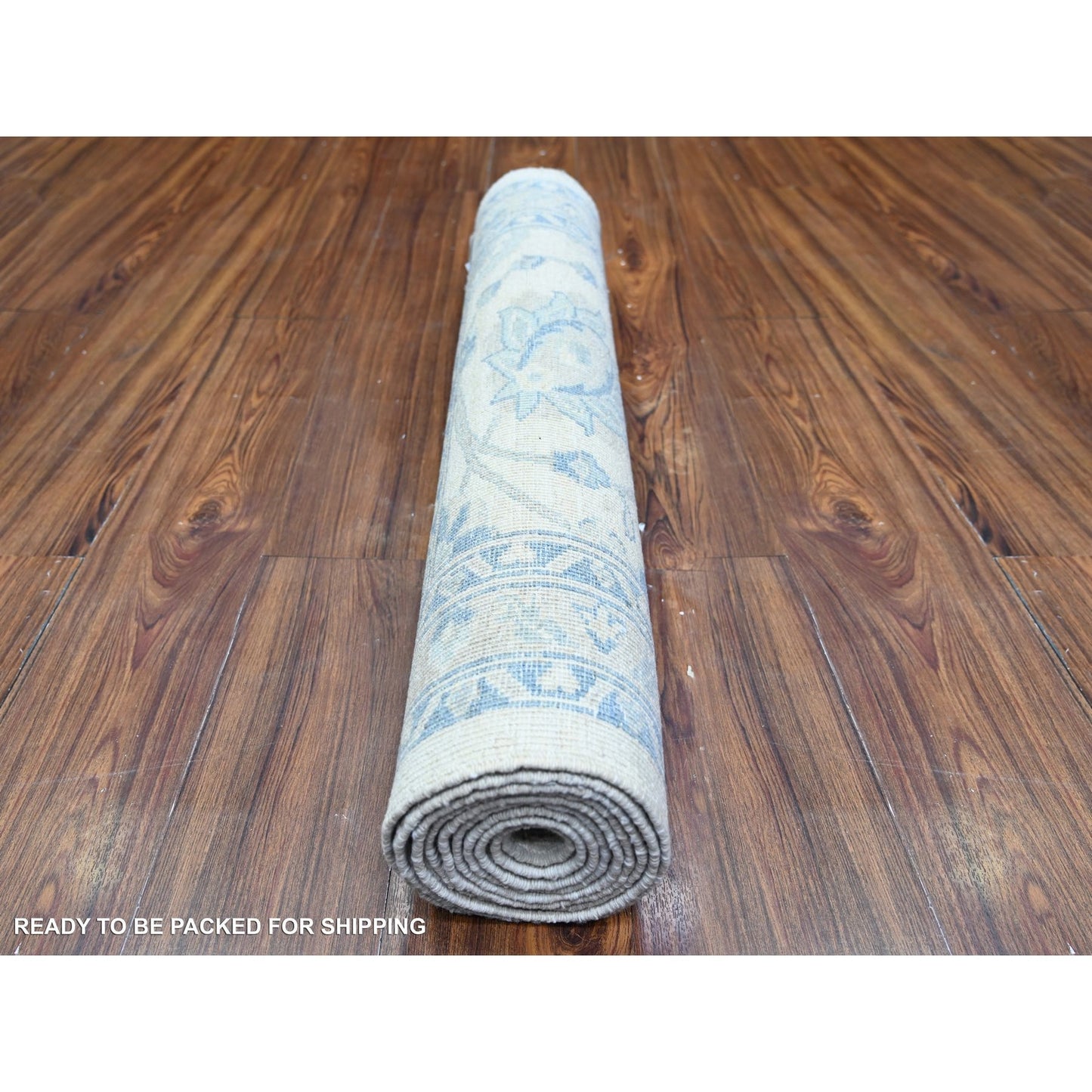 2'10"X9'7" Old Wood Ivory Finer Peshawar Wool Hand Knotted Oriental Rug