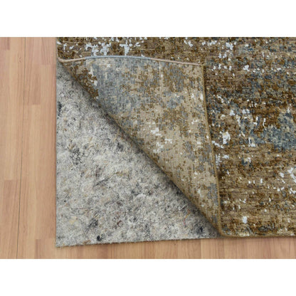 2'6"X20'3" Gray Hand Knotted Abstract Design Pure Wool Xl Runner Rug