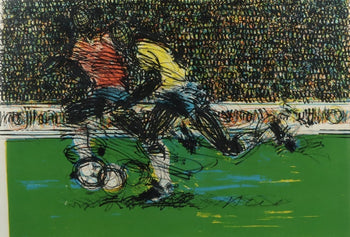 Jos Zaragoza (Brazil) Signed Original Lithograph Soccer 47/50 Sports Art Framed