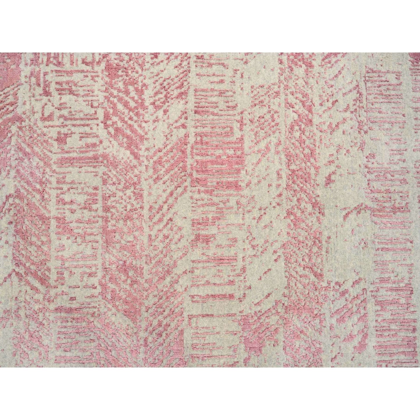 10'X10' Rose Pink Wool And Art Silk Jacquard Hand Loomed Round Rug