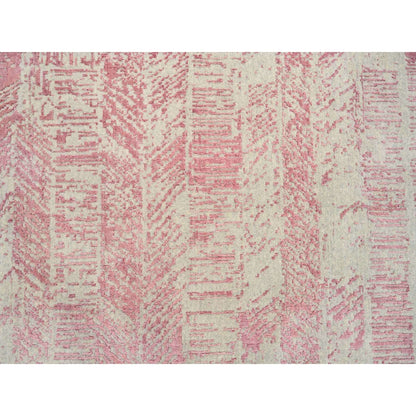 10'X10' Rose Pink Wool And Art Silk Jacquard Hand Loomed Round Rug