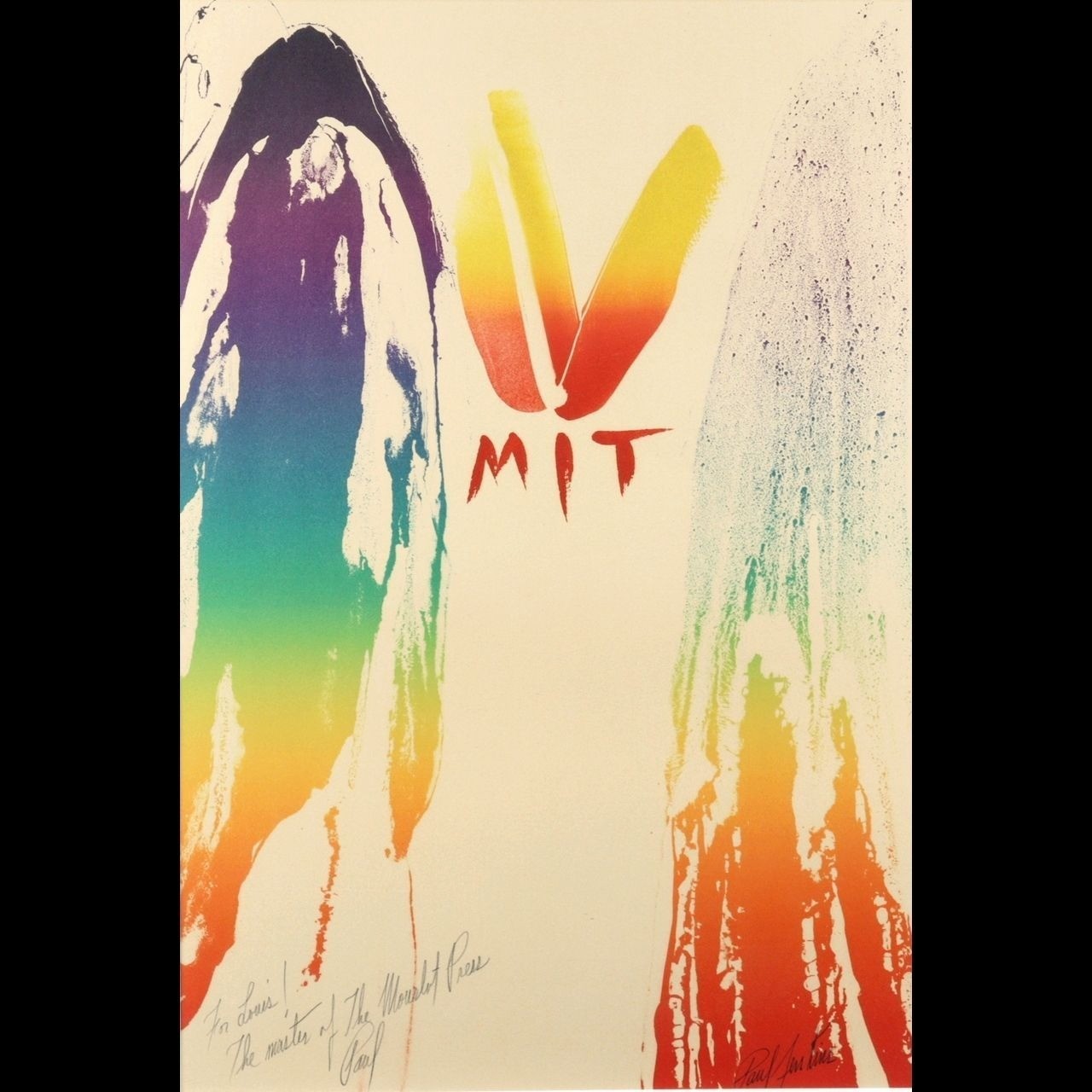 Paul Jenkins "Mit" Hand Signed Silkscreen Print 59X40Cm W/ Dedication 1970S