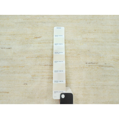 2'5"X8'2" White Plain Luxurious Pure Wool Hand Knotted Runner Rug