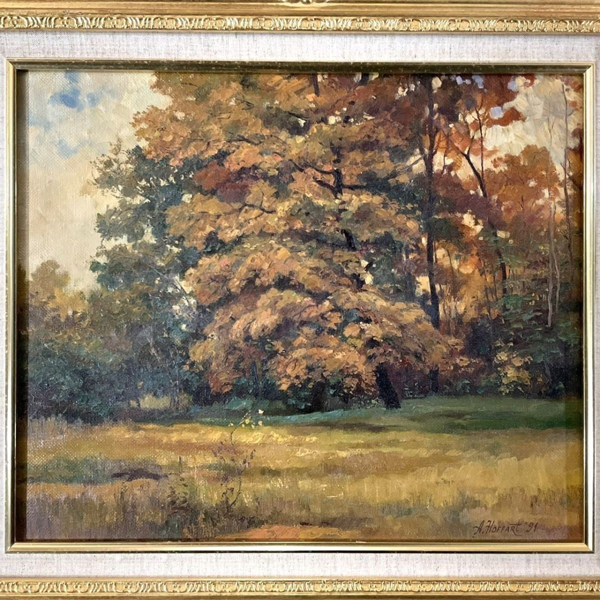 A. Hoffart (Alexiev) Autumn 1991 Original Oil Painting, Landscape, Framed