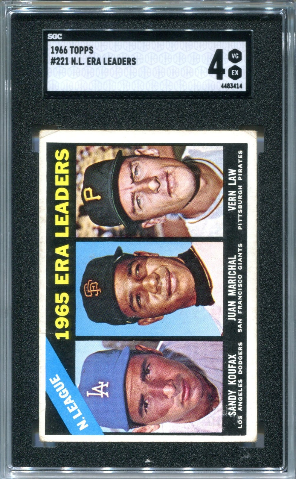 N.L. Era Leaders 1966 Topps Card #221 Sgc 4 Card
