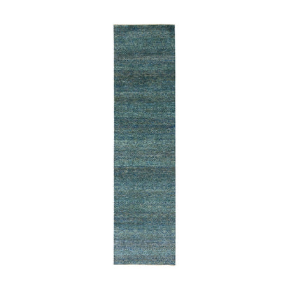 2'6"X10'1" Green Hand Knotted Kohinoor Herrita 100% Wool Oriental Rug