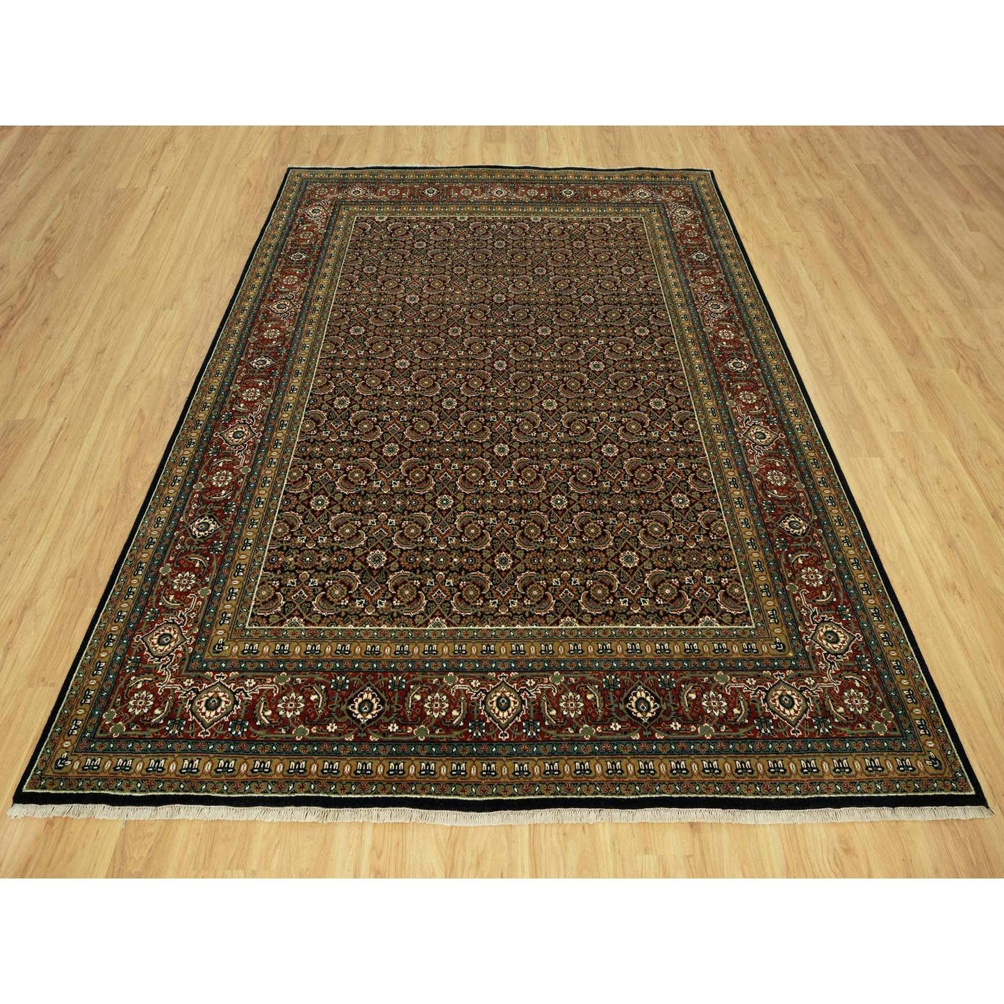 7'10"X10' Anchors Aweigh Blue Fish Pattern Herati Wool Hand Knotted Rug