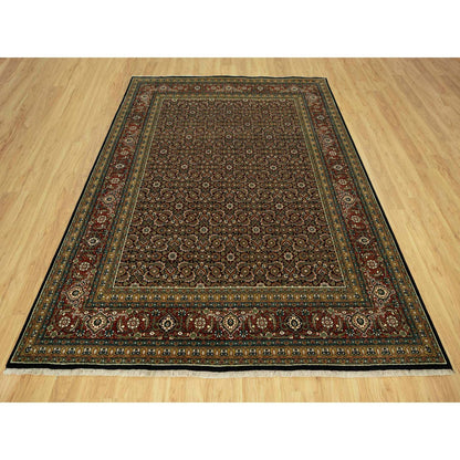 7'10"X10' Anchors Aweigh Blue Fish Pattern Herati Wool Hand Knotted Rug