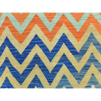 6'6"X9'3" Colorful Afghan Kilim Flat Weave Organic Wool Hand Woven Rug