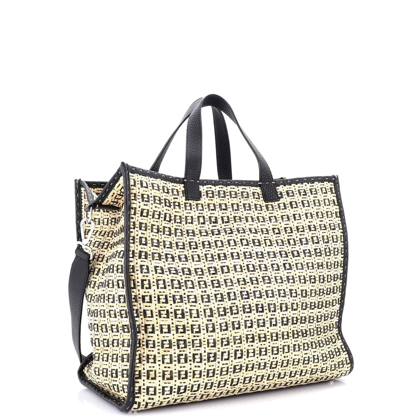 Fendi Convertible Shopper Tote Zucchino Woven Raffia Large