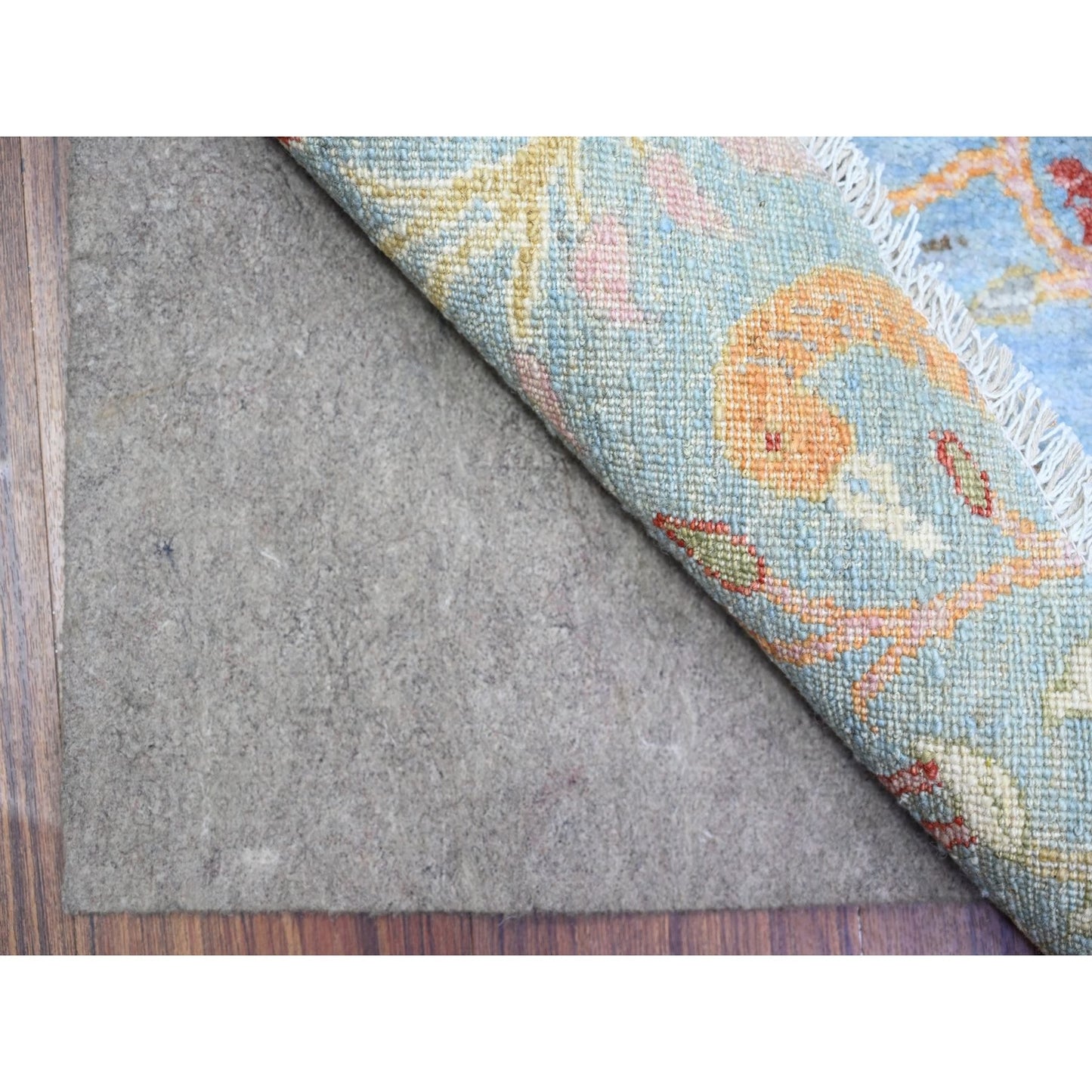 8'3"X8'3" Blue Afghan Peshawar Organic Wool Hand Knotted Round Rug