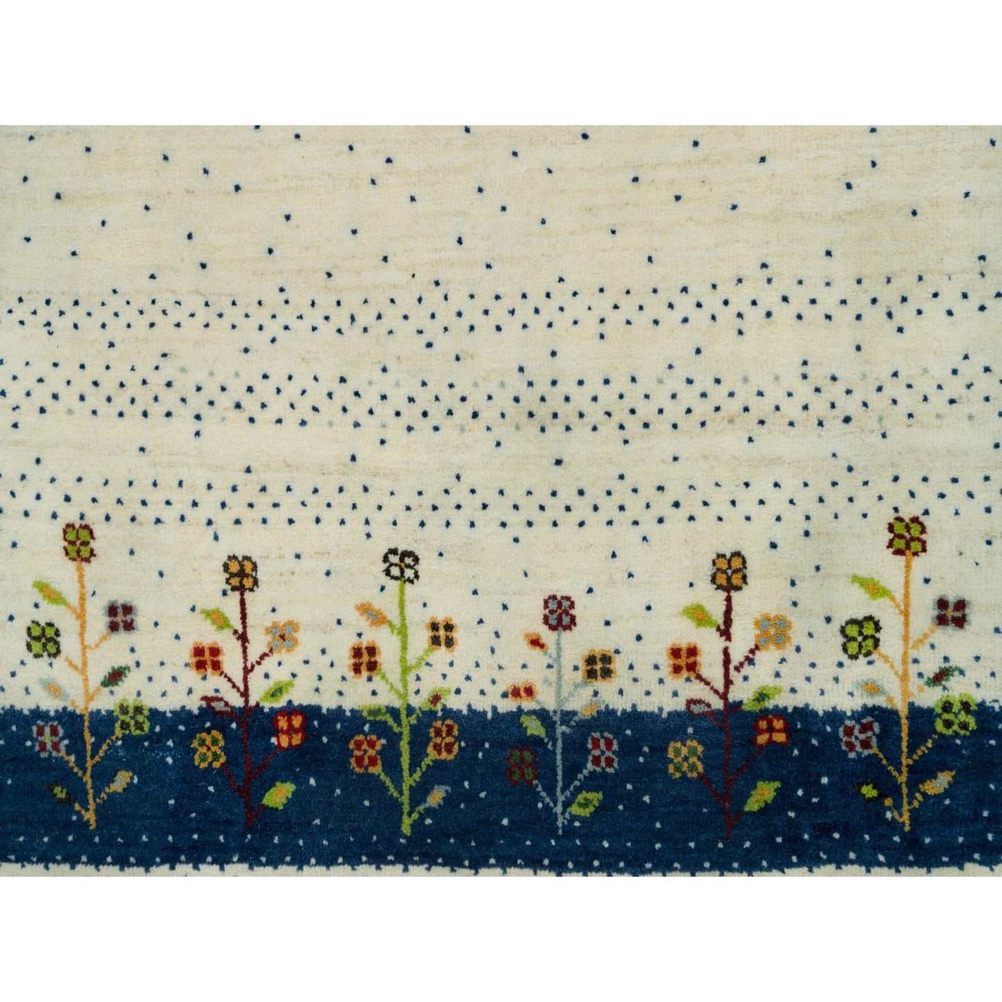 2'7"x9'6" Retro White Lori Buft Gabbeh Tree Design 100% Wool Runner Rug