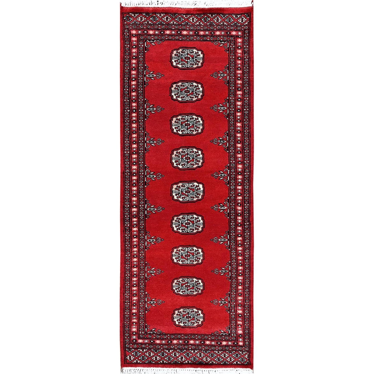 2'2"X6' Crimson Red Princess Bokara Soft Wool Hand Knotted Runner Rug