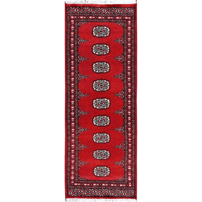 2'2"X6' Crimson Red Princess Bokara Soft Wool Hand Knotted Runner Rug