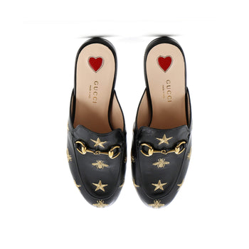 Gucci Women'S Princetown Mules Embroidered Leather