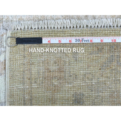 2'8"X11'9" Extra Soft Wool Hand Knotted Silver Angora Oushak Runner Rug