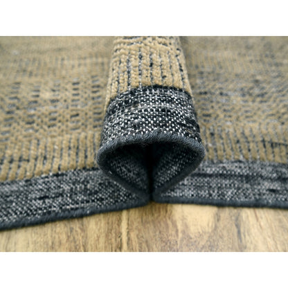 11'10"X15' Brown & Black Oxidized Grass Design Wool Hand Knotted Xl Rug