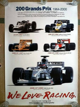 Honda F1 Gp 200Th Entry Commemorative Poster 1964-2000 1 Sheet 4028 Inch