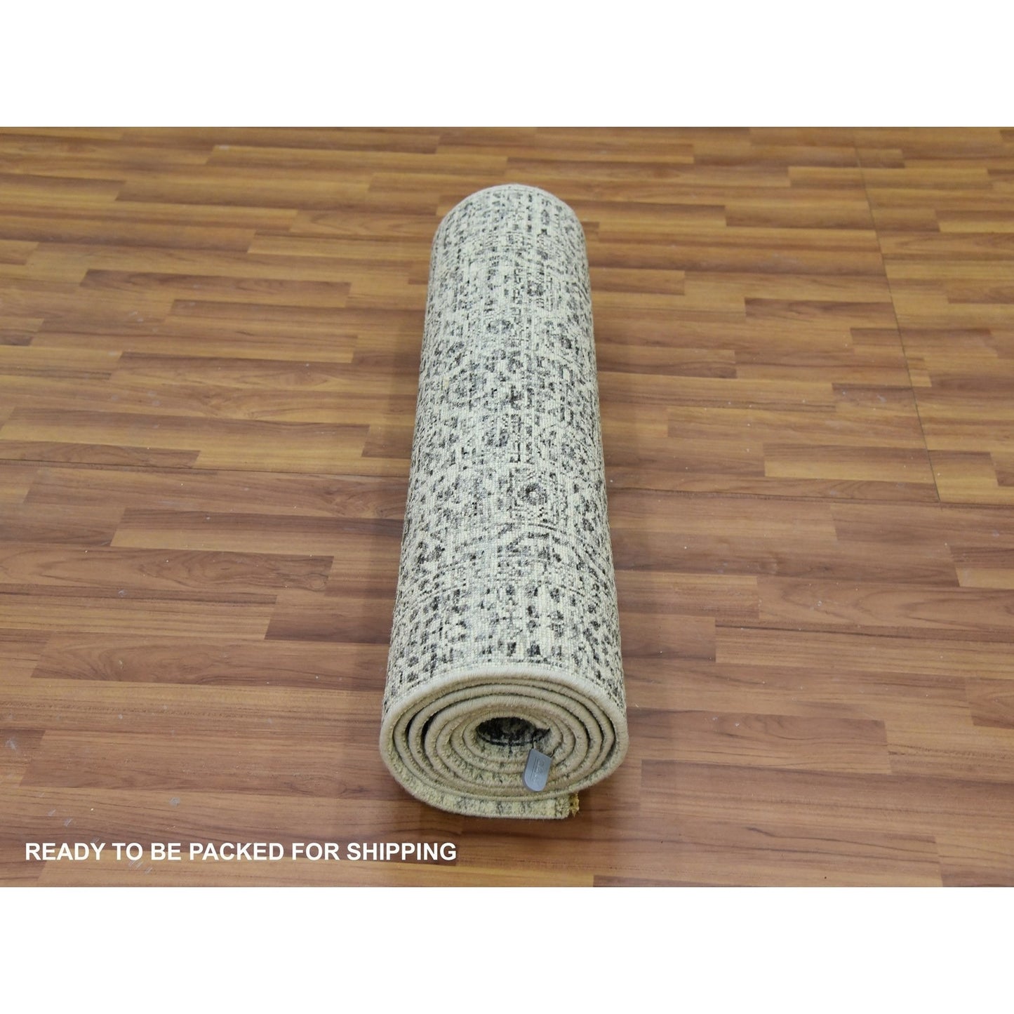 2'8"X10' White Mamluk Dynasty Design Undyed Wool Hand Knotted Runner Rug