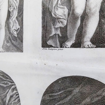 Francesco Bartolozzi After Domenichino 1762 Engraving -Four Angels Antique Print