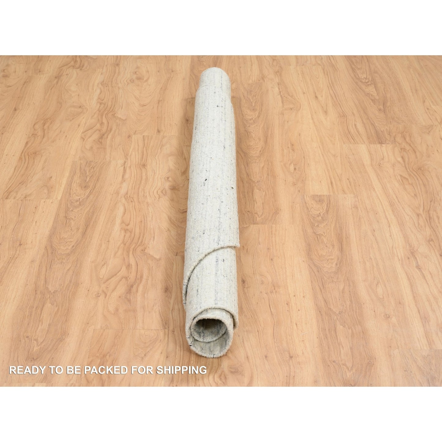 6'X6' Beige Wool Hand Loomed Variegated Modern Design Round Rug