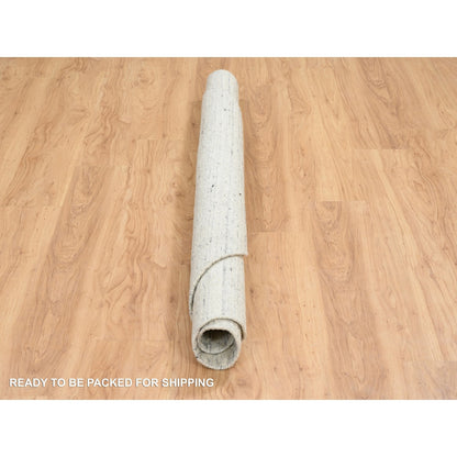 6'X6' Beige Wool Hand Loomed Variegated Modern Design Round Rug