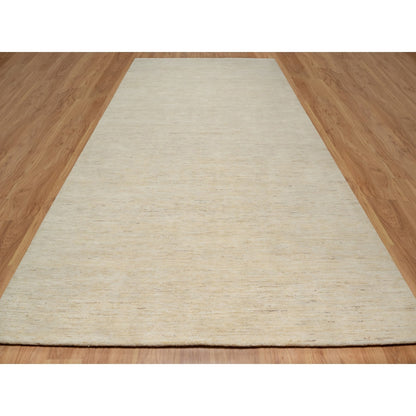 8'1"X15'10" White Plain Design Lori Buft All Wool Hand Knotted Runner Rug