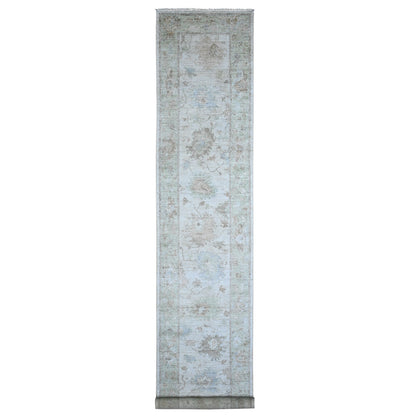 2'10"X16' Silver Gray Angora Oushak Oversized Oriental Runner Rug