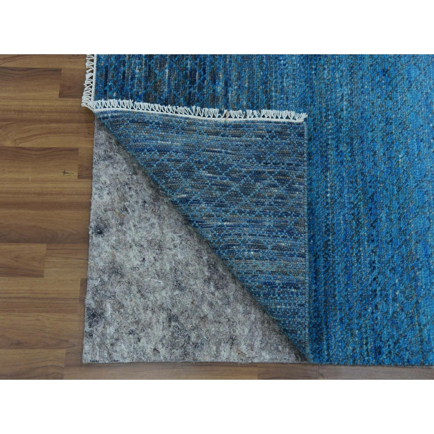 9'1"X11'10" Blue Pure Wool Hand Knotted Modern Chiaroscuro Collection Rug