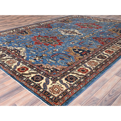 10'X13'4" Coronet Blue Vibrant Wool Super Kazak Hand Knotted Oriental Rug