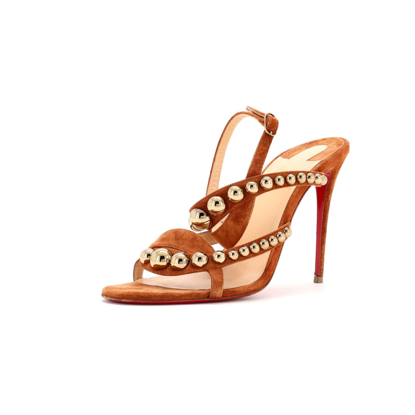 Christian Louboutin Women'S Galeria Heeled Sandals Studded Suede 100