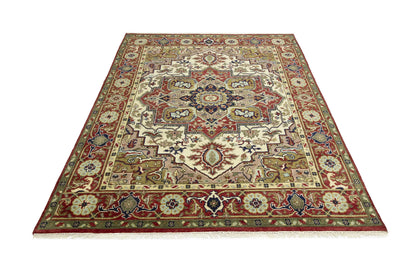 Handmade Scarlet Red Traditional Wool Heriz