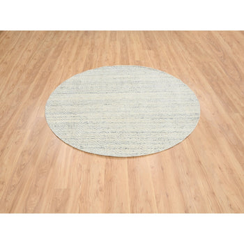 6'X6' Beige Wool Hand Loomed Variegated Modern Design Round Rug