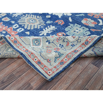 9'2"X12'1" Navy Blue Afghan Oushak Supple Collection Wool Hand Knotted Rug