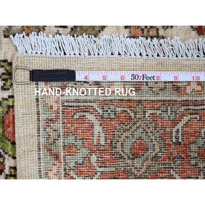 4'8"X6'3" White Heris All Over Design Hand Knotted High Mountain Wool Rug