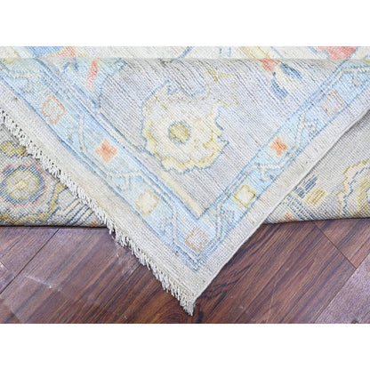 9'10"X13'6" Alabaster White Afghan Angora Oushak Wool Hand Knotted Rug