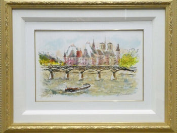 Urbain Huchet (France) -  Notre Dame Original Lithograph Print Signed Framed